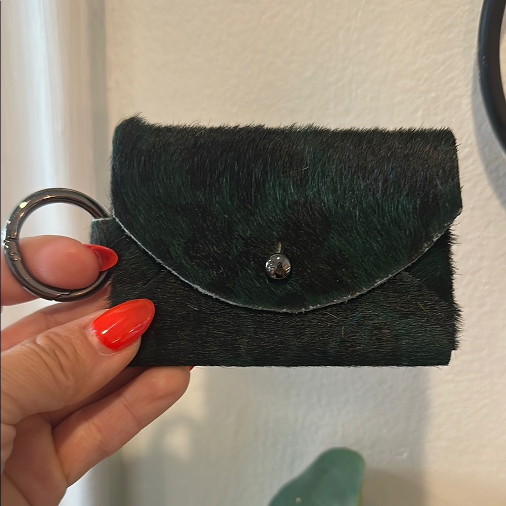 Green Fur Keychain Wallet